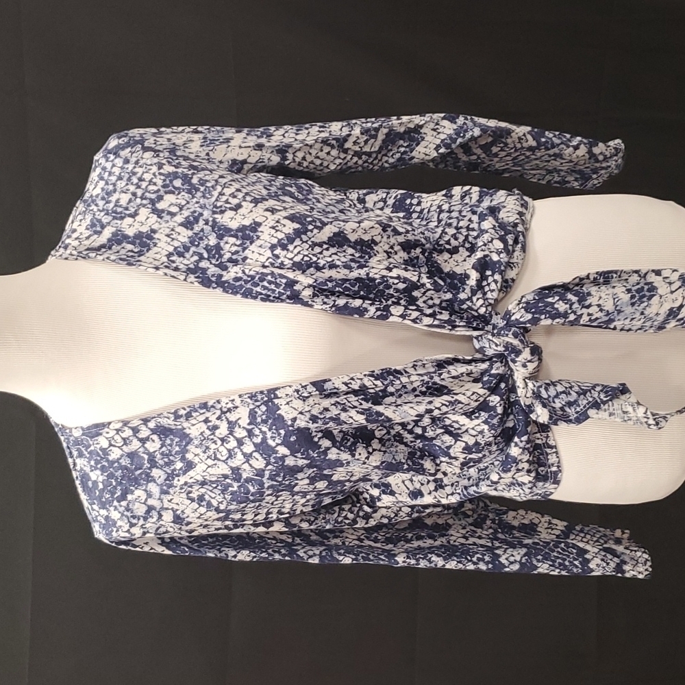 Kim Gravel Belle Snakeskin Print Tie Top SZ SM